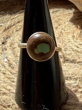 Sterling Silver Number 8 Turquoise Inlay Round Ring